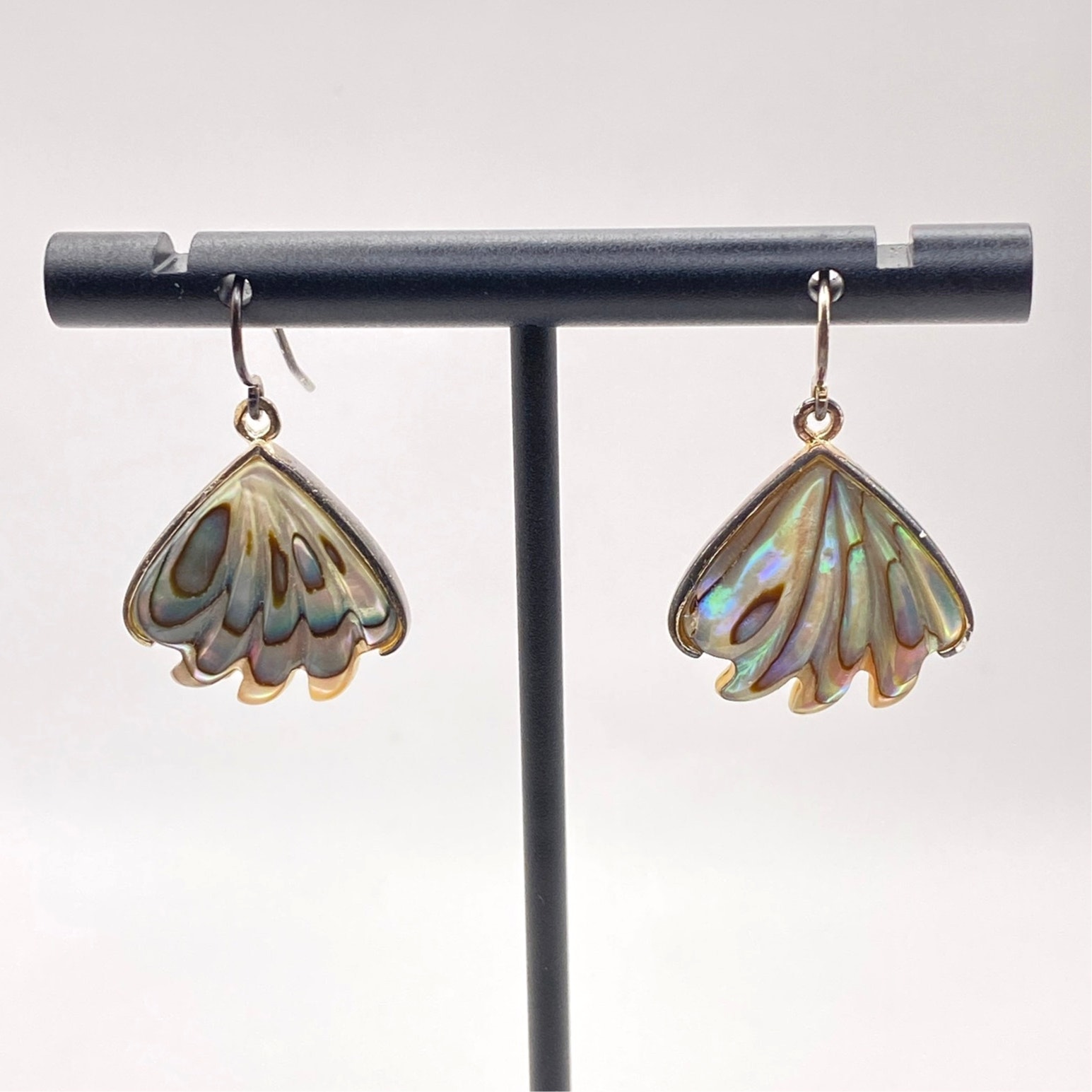 Vintage 925 Lucas Lameth Sterling Silver Abalone Shell Earrings Mop Signed